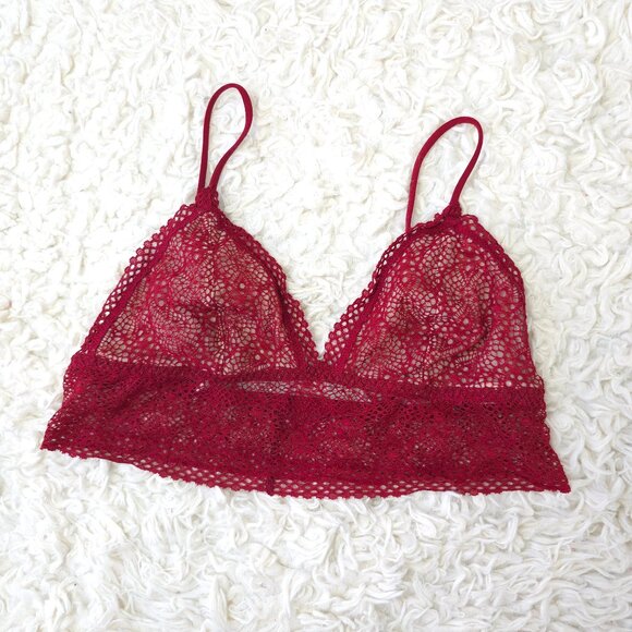 Victoria's Secret Red Lace Triangle Bra, Size Small - Picture 1 of 6